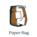 Packaging Icons_Kraft Paper Bag labelled Packaging icon, paper bag packaging